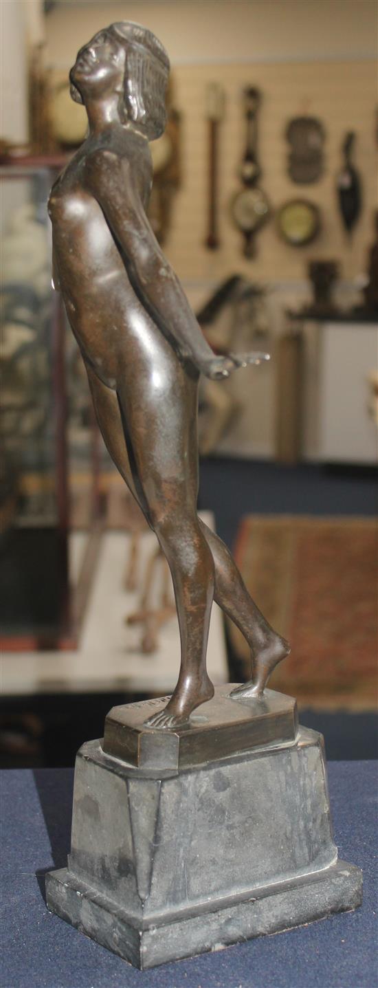 Otto Schmidt Hofer (1873-1925). A patinated bronze figure of a standing nude woman, 15.5in.